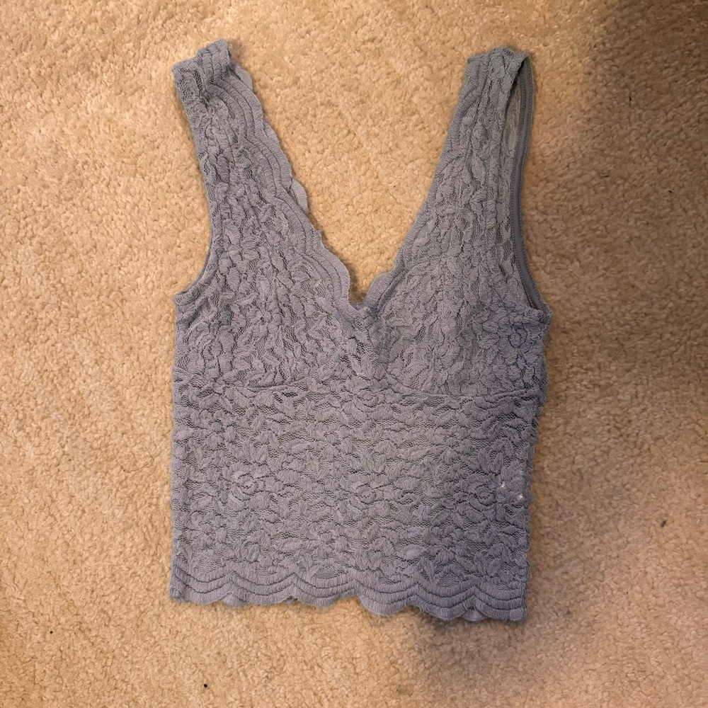 Blue lace crop top